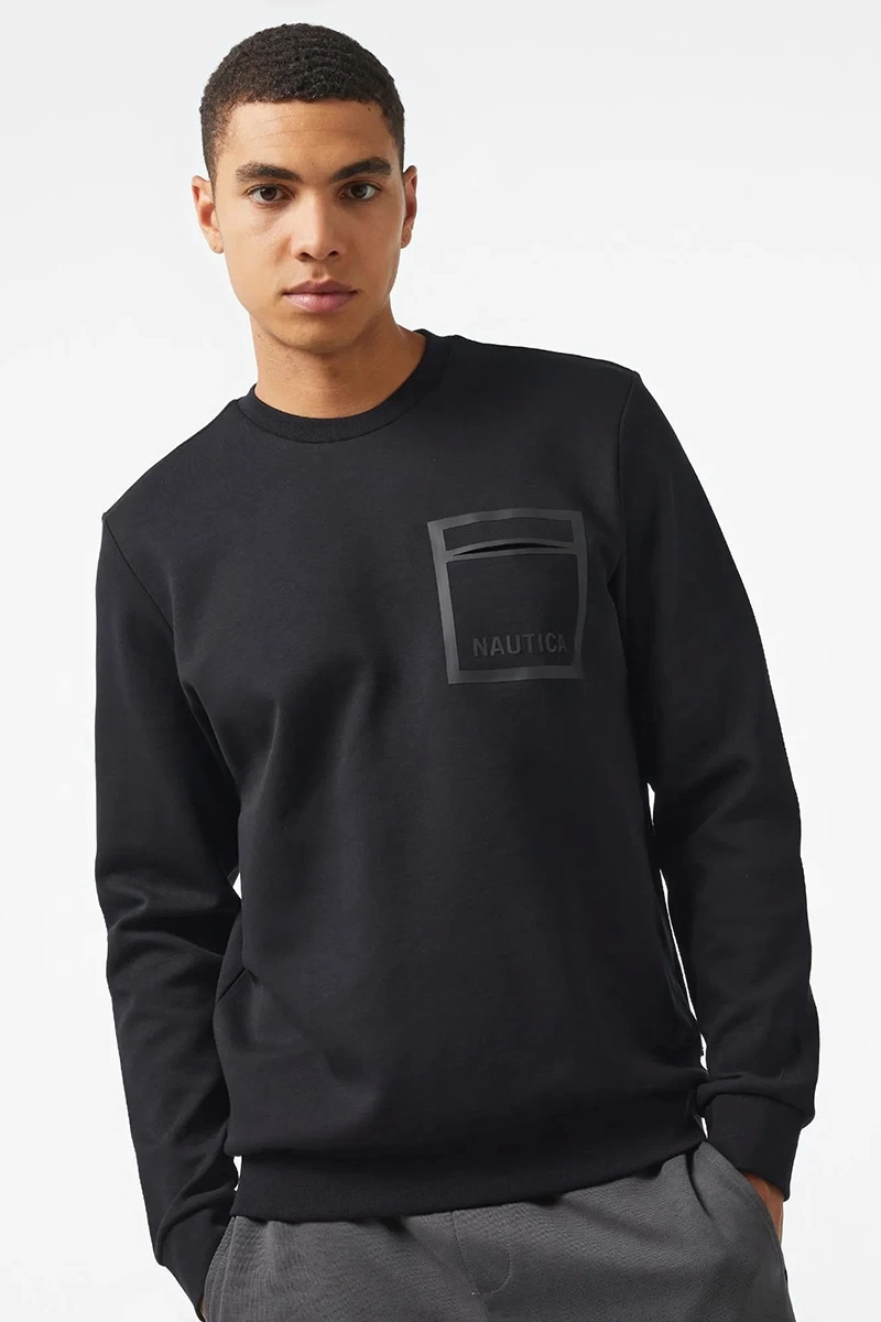 Nautica Erkek Siyah Regular Fit Sweatshirt