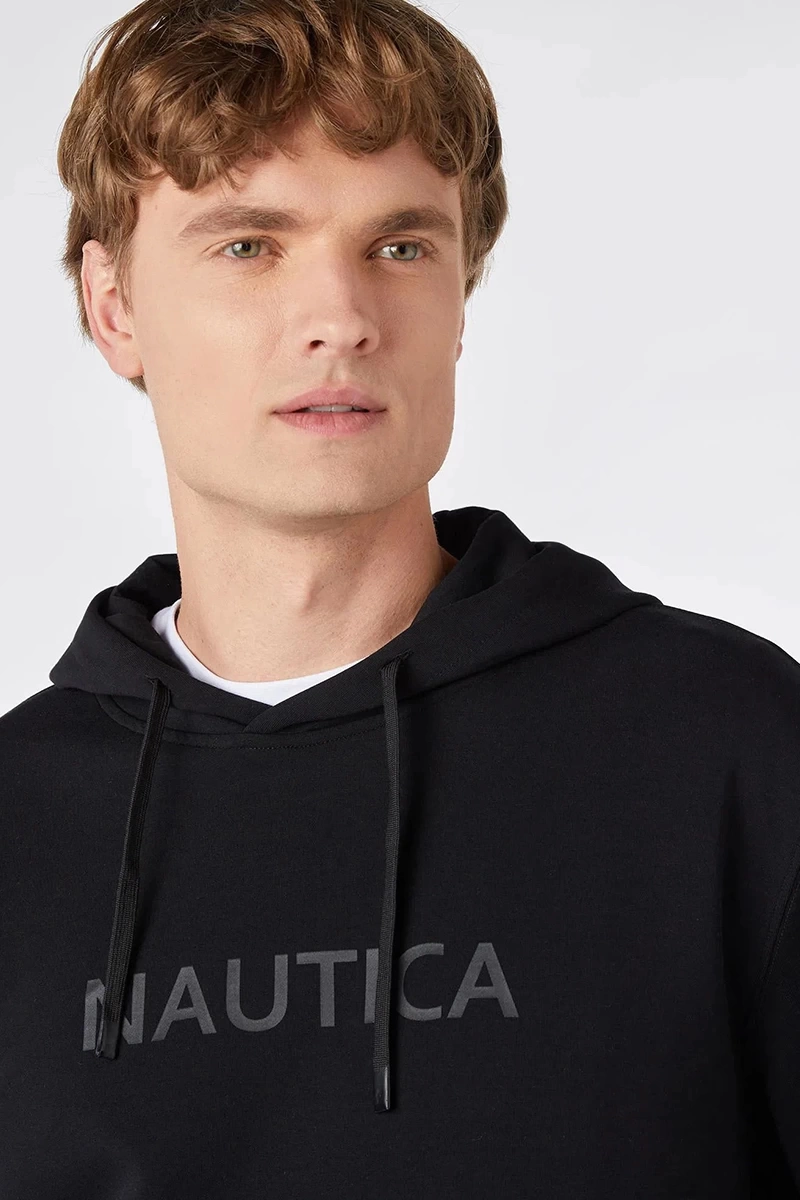 Nautica Erkek Siyah Standart Fit Kapüşonlu Sweatshirt