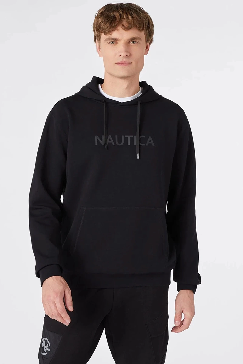 Nautica Erkek Siyah Standart Fit Kapüşonlu Sweatshirt