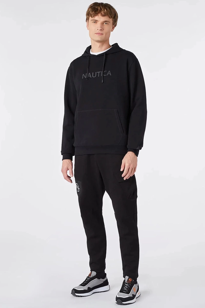 Nautica Erkek Siyah Standart Fit Kapüşonlu Sweatshirt