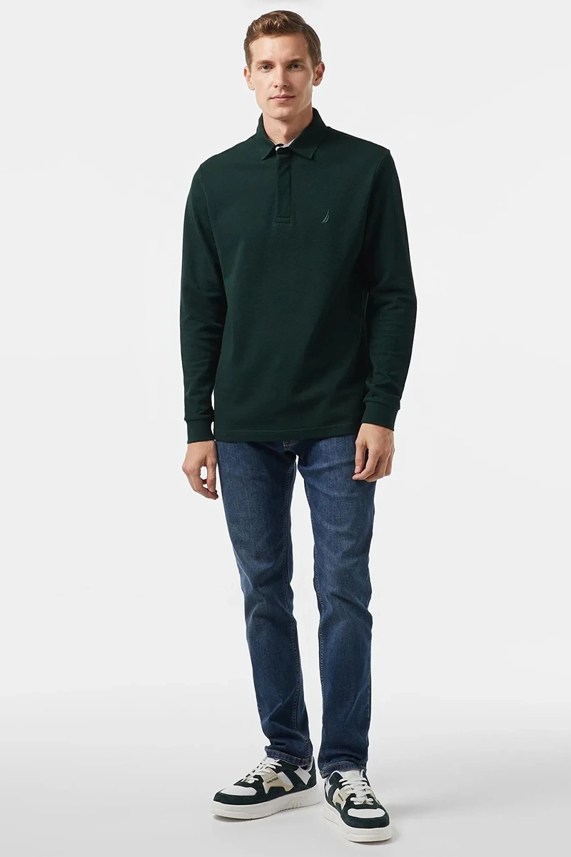 Nautica Erkek Yeşil Slim Fit Polo Sweatshirt