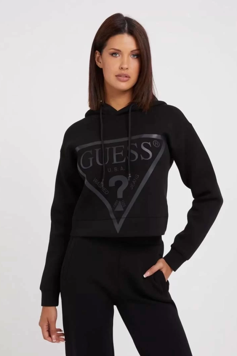 Guess New Alisa Hooded Kadın Siyah Sweatshirt