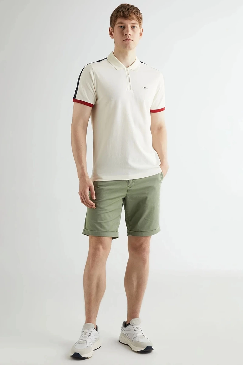 Gant Erkek Krem Regular Fit Renk Bloklu Polo