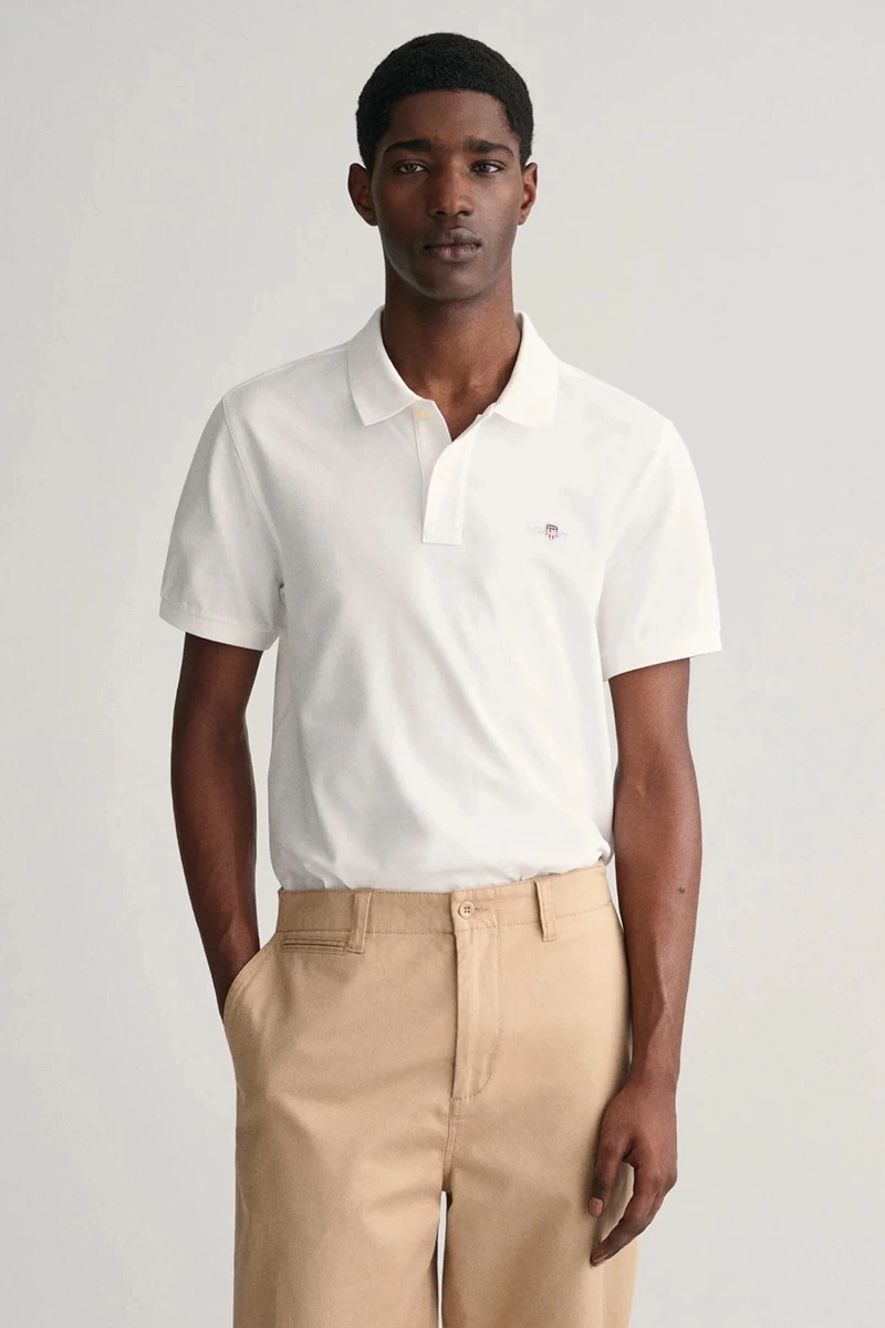 GANT Erkek Beyaz Regular Fit Logolu Polo