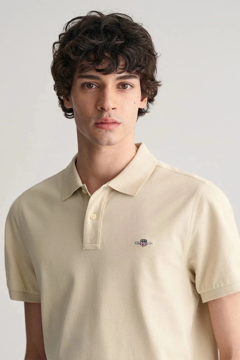 Gant Erkek Bej Regular Fit Logolu Polo