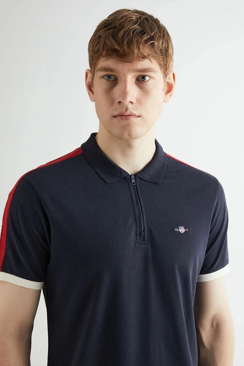 Gant Erkek Lacivert Regular Fit Renk Bloklu Polo