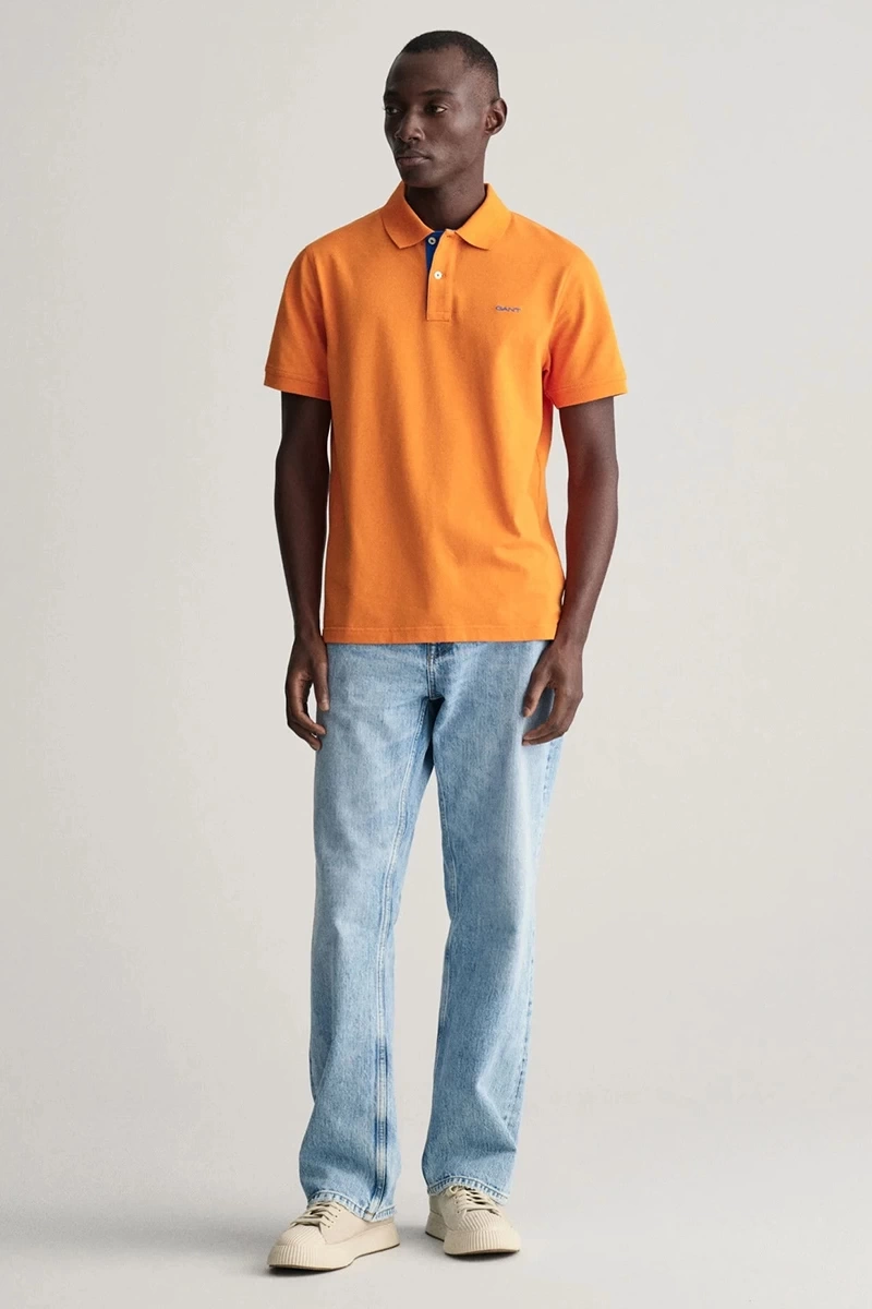 GANT Erkek Turuncu Regular Fit Logolu Polo