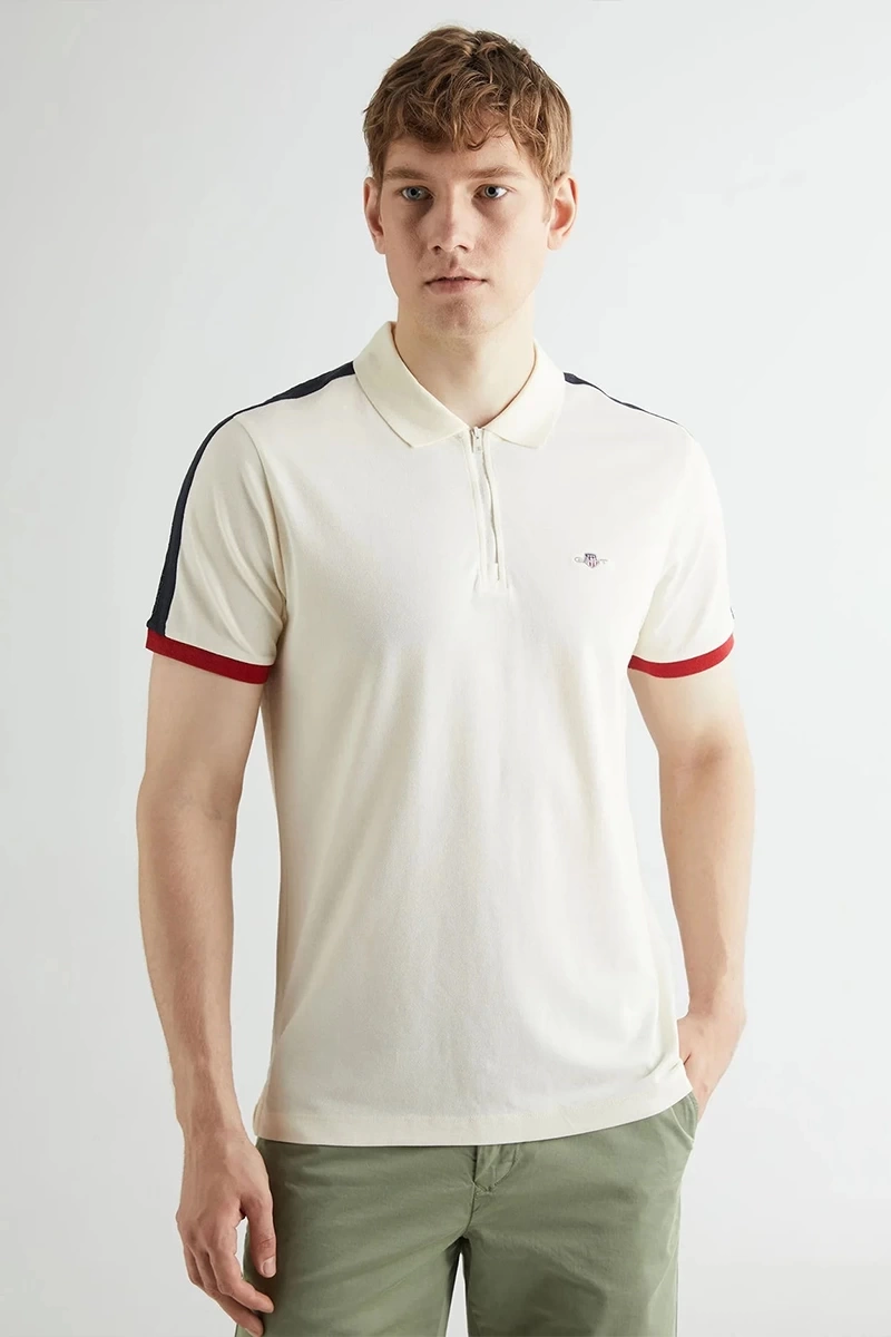 Gant Erkek Krem Regular Fit Renk Bloklu Polo