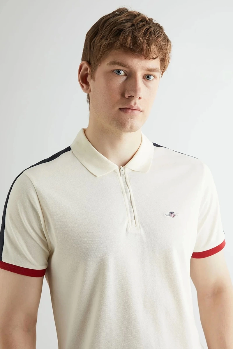 Gant Erkek Krem Regular Fit Renk Bloklu Polo