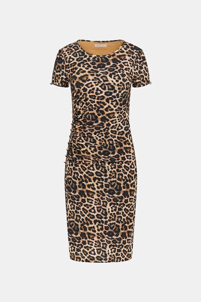 Guess Kadın  Animal  Print Midi Elbise