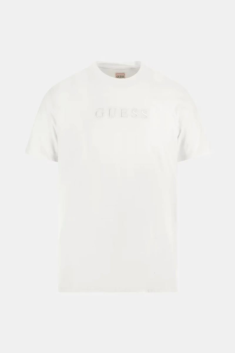 Guess Erkek Beyaz  Logo  İşlemeli T-Shirt