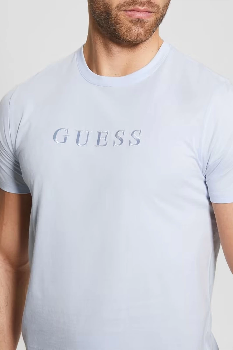 Guess Erkek Ss Classic Pima Mavi T-Shirt