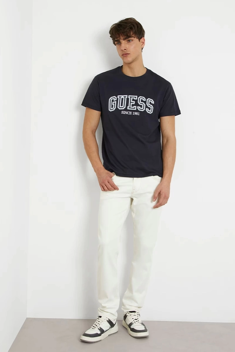 Guess Erkek Ss Cn Logolu Lacivert T-Shirt