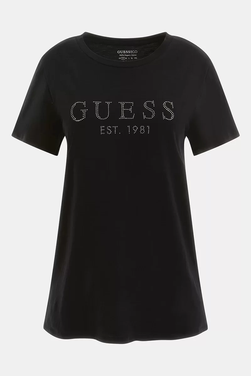 Guess Kadın SS 1981 Crysta Siyah T-Shirt