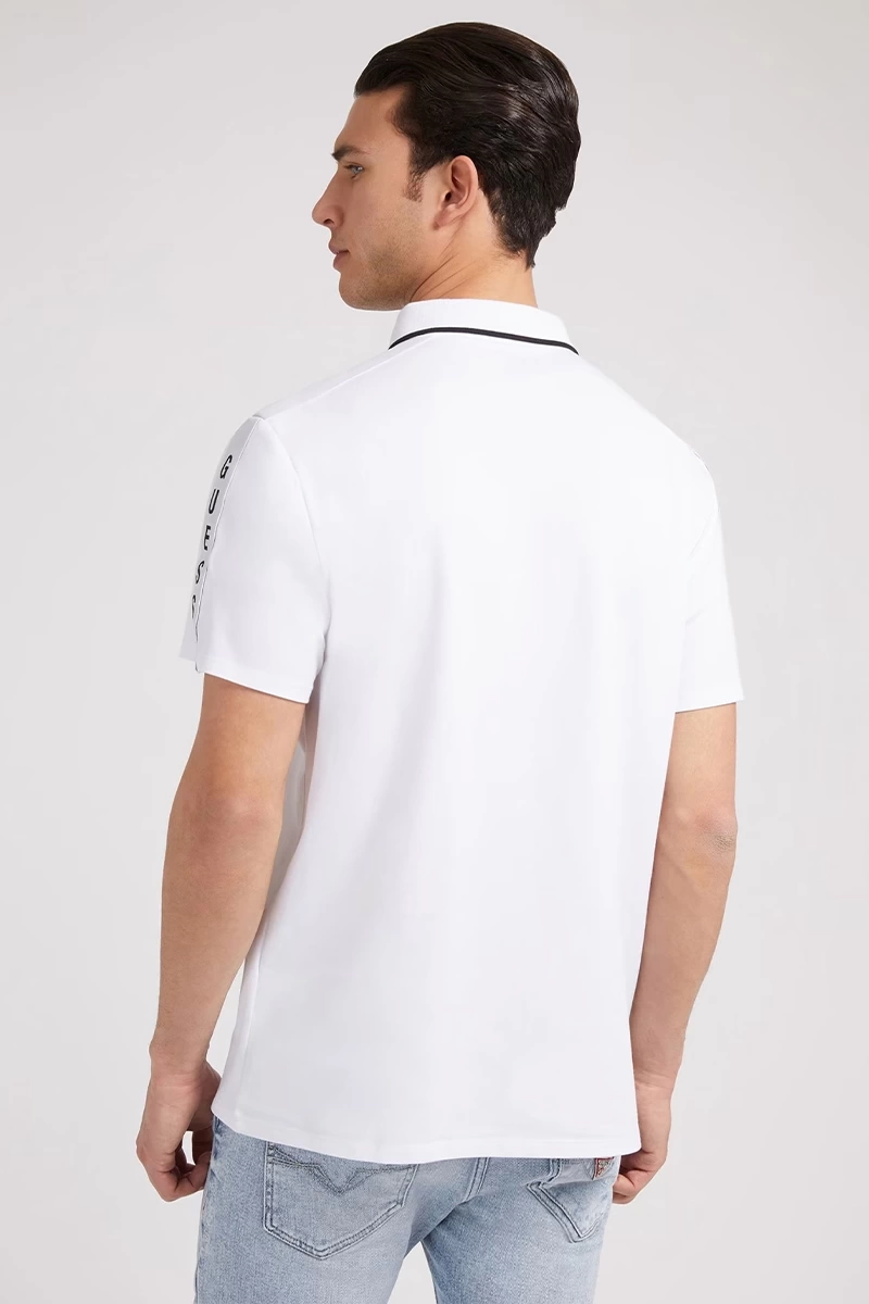 Guess Erkek Standart Kesim Polo Beyaz T-Shirt