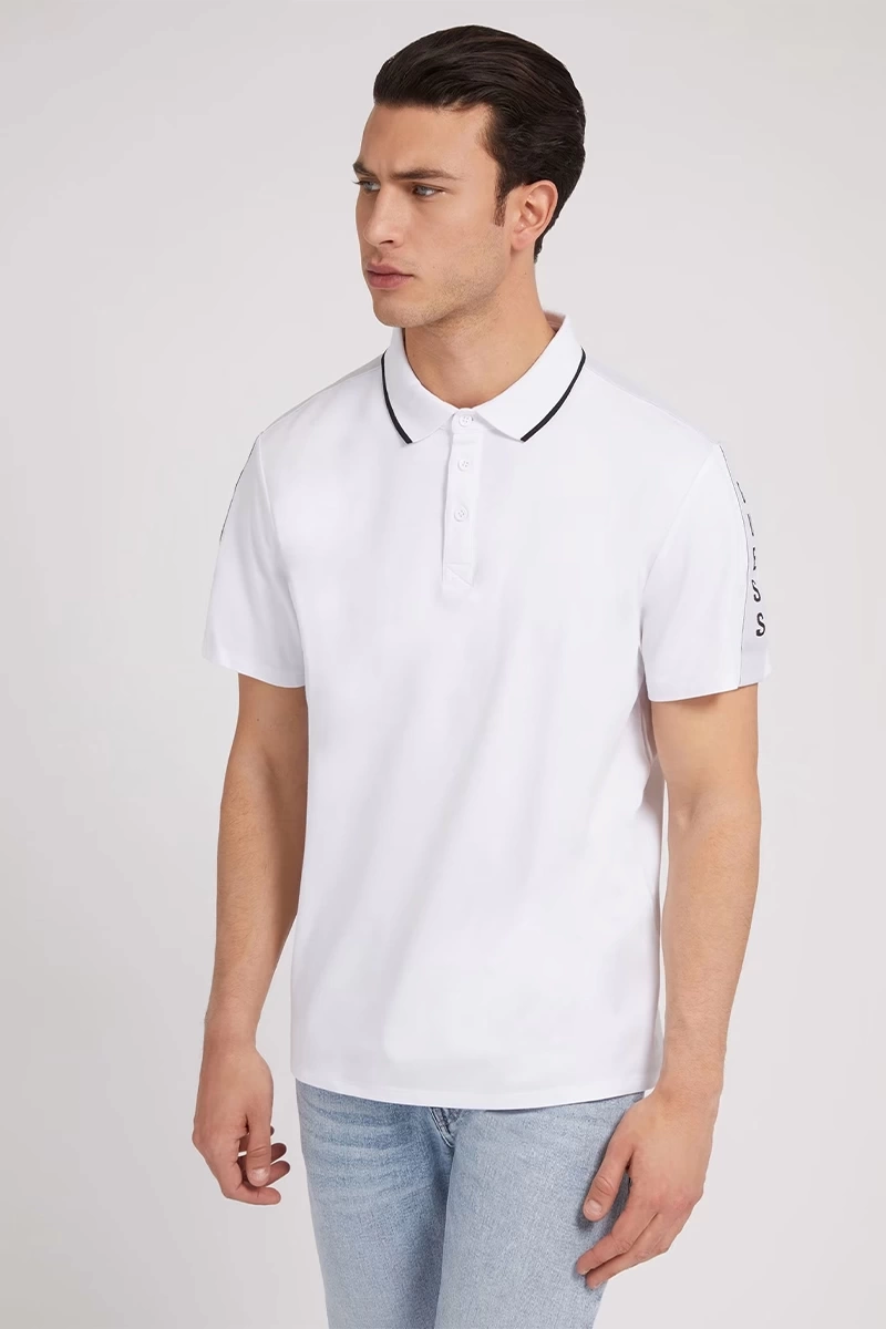 Guess Erkek Standart Kesim Polo Beyaz T-Shirt