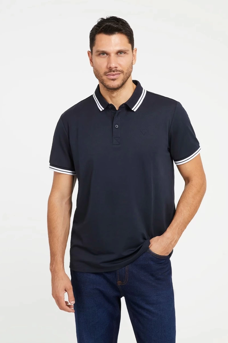 Guess Erkek Ss Sports Pique Polo Yaka Lacivert T-Shirt