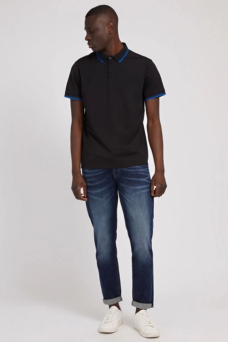 Guess Erkek Ss Sports Pique Polo Yaka Siyah T-Shirt