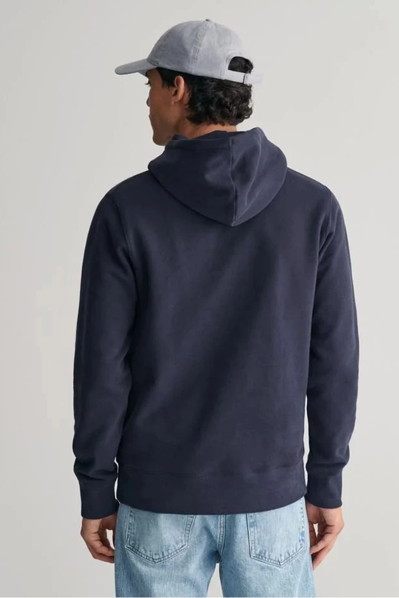 GANT Erkek Lacivert Regular Fit Kapüşonlu Logolu Sweatshirt