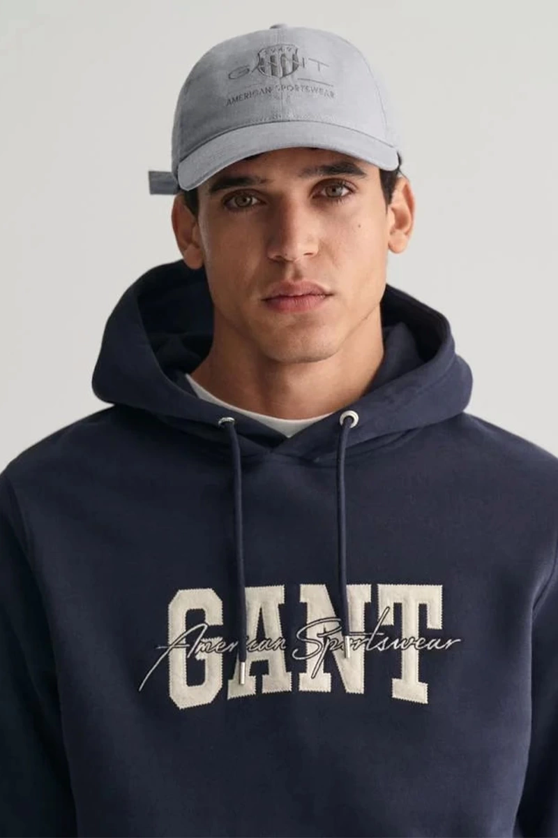 GANT Erkek Lacivert Regular Fit Kapüşonlu Logolu Sweatshirt