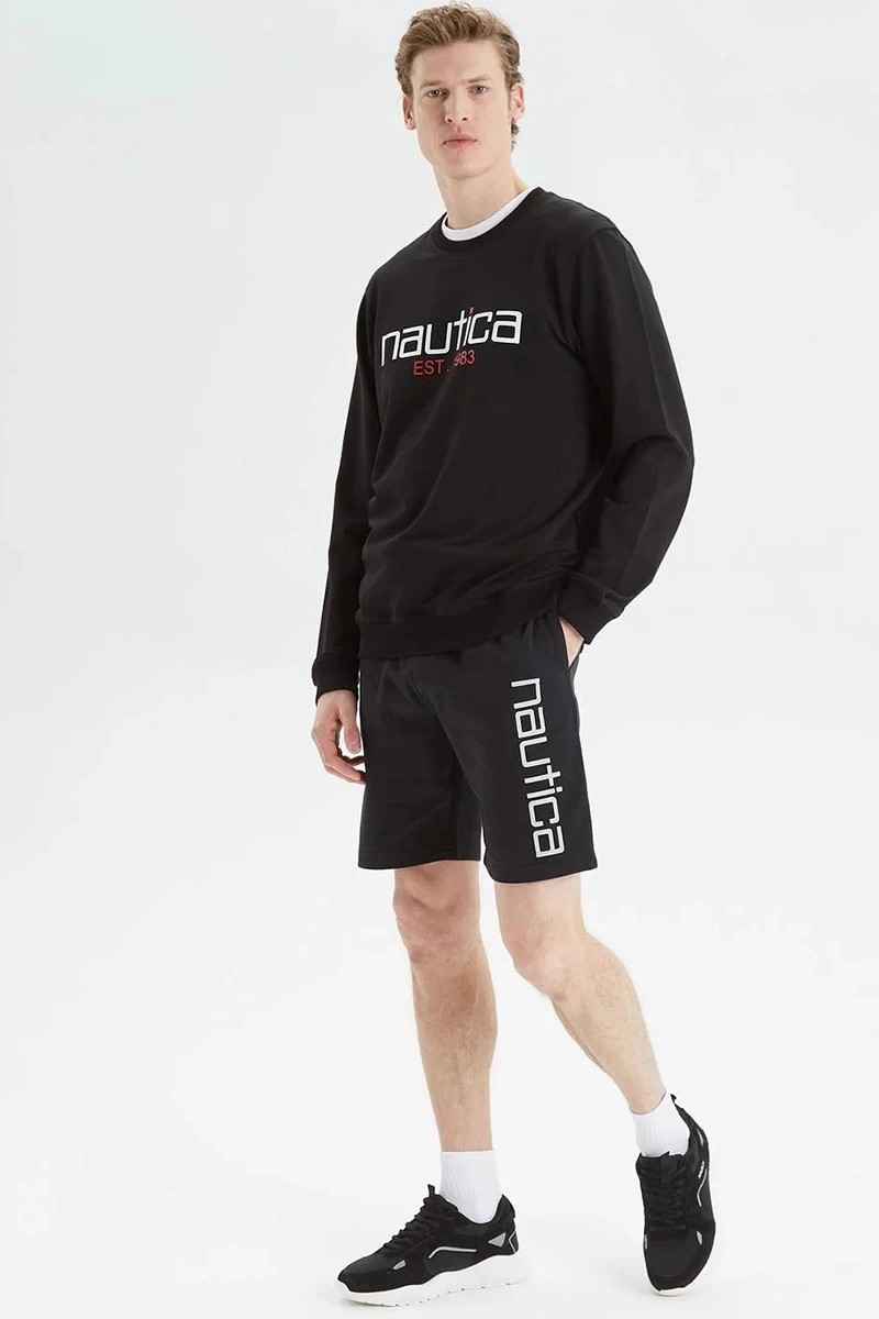 Nautıca  Erkek Siyah Standart Fit Baskılı Sweatshirt