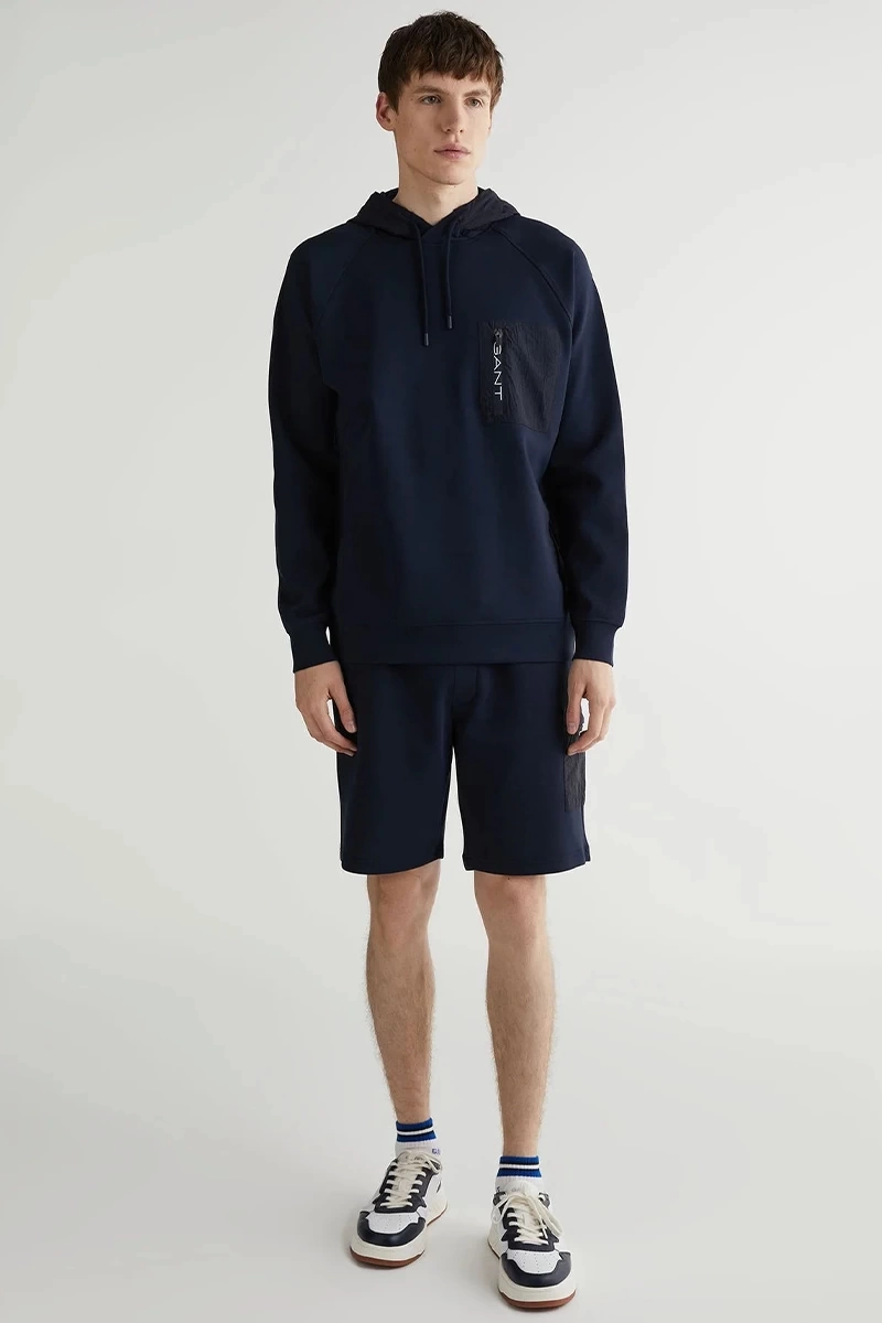 Gant Erkek Lacivert Regular Fit Kapüşonlu Logolu Sweatshirt