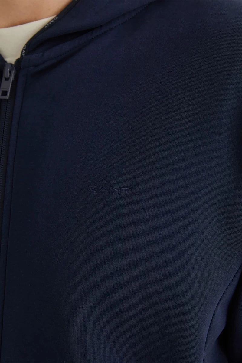 Gant Erkek Lacivert Regular Fit Fermuarlı Logolu Sweatshirt