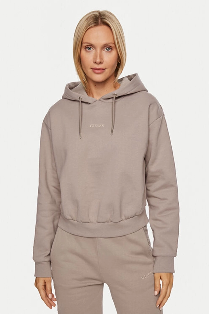 Guess Kadın Bej Stacie Kapüşonlu Sweatshirt