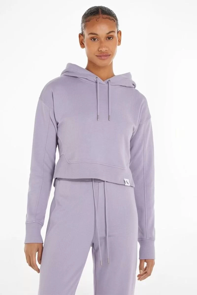 Calvin Klein Kadın Rib Mix Tab Hoodie Sweatshirt