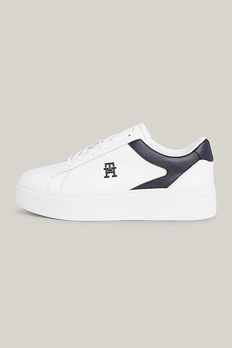 Tommy Hilfiger Kadın Platform Beyaz Lacivert Sneaker