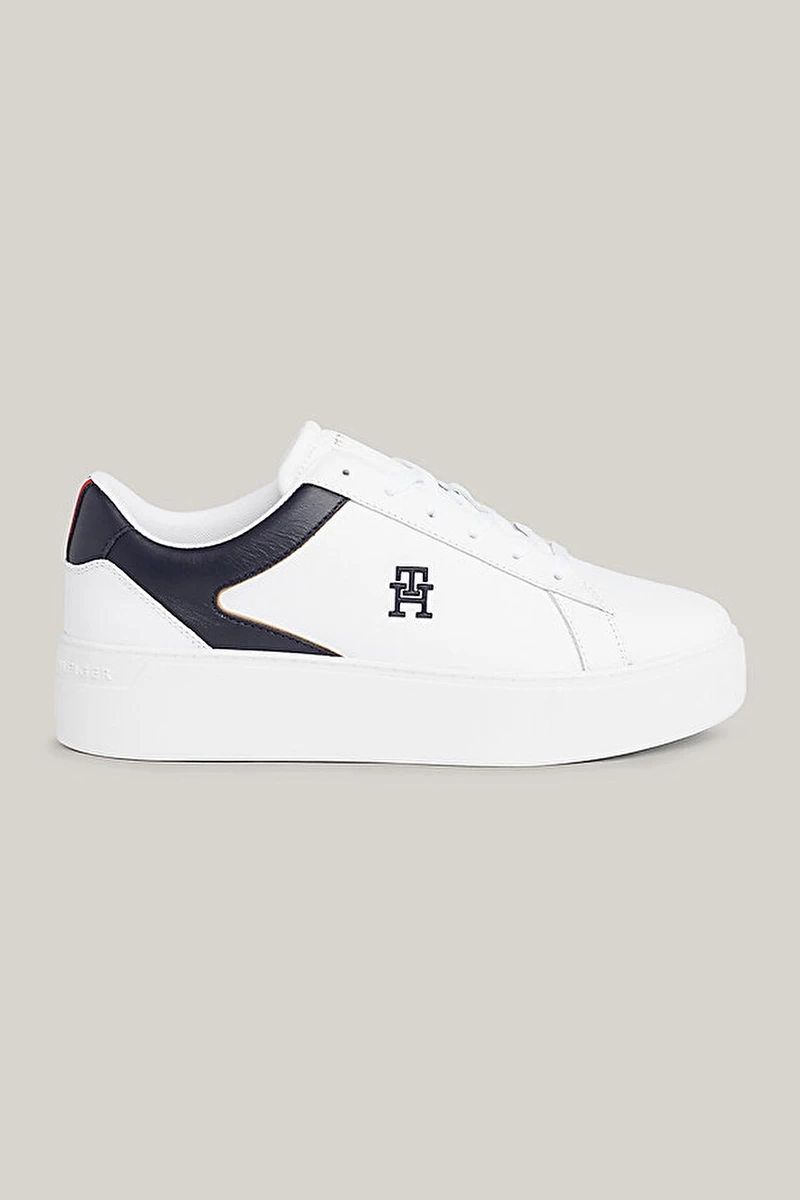 Tommy Hilfiger Kadın Platform Beyaz Lacivert Sneaker