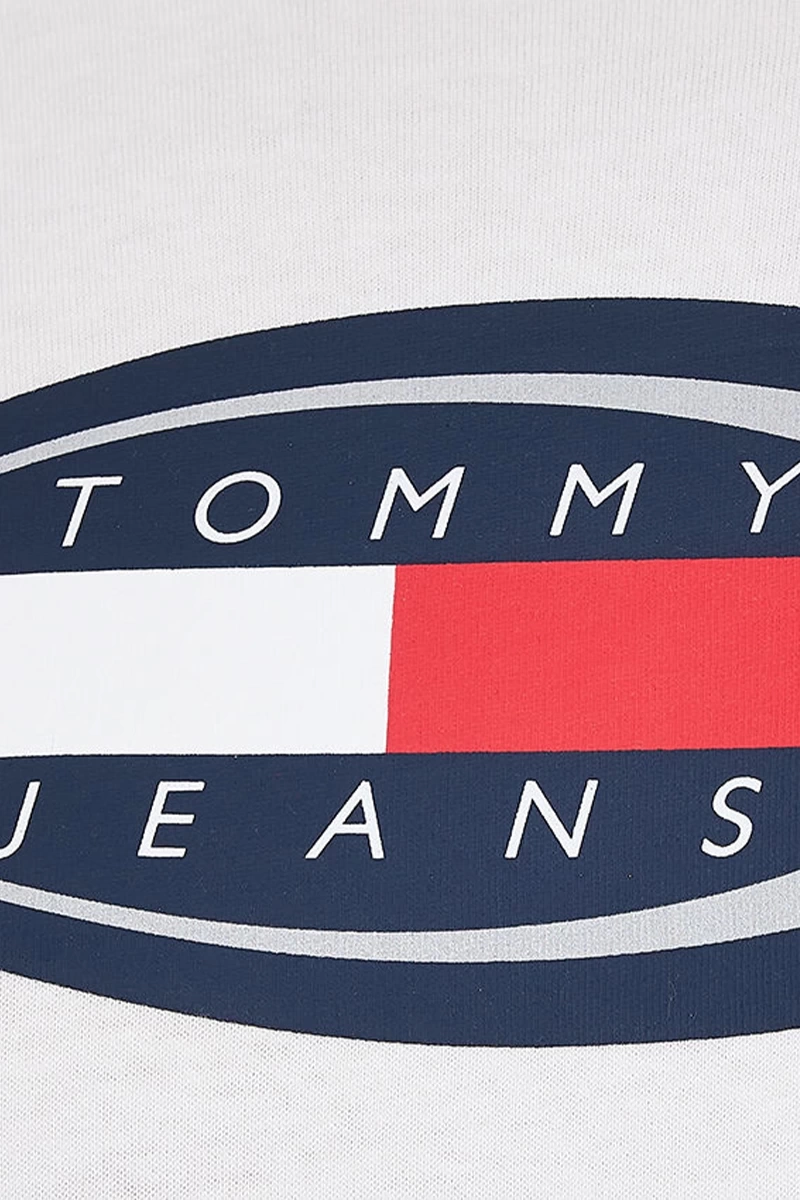 Tommy Hilfiger Erkek Logo Detaylı Kısa Kollu Beyaz T-Shirt