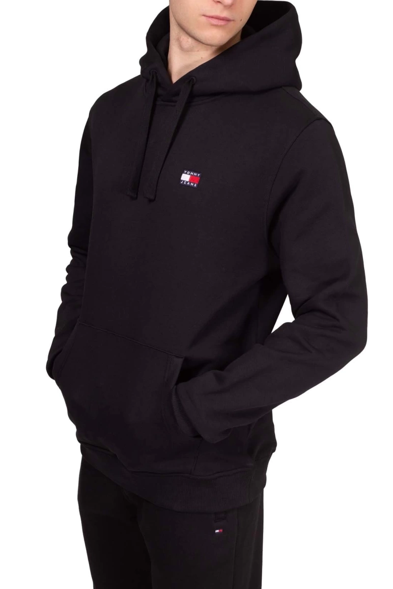 Tommy Hilfiger Erkek  Siyah Logolu Sweatshirt