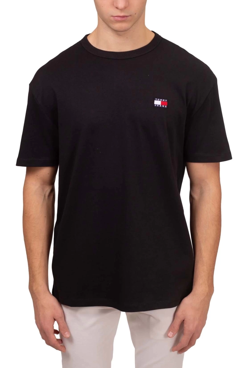 Tommy Hilfiger Erkek Siyah Rozetli T-Shirt