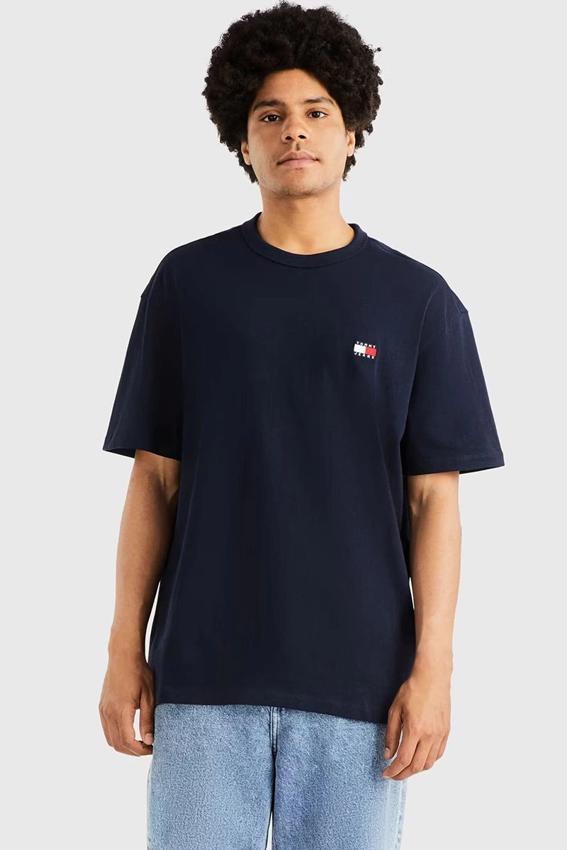 Tommy Hilfiger Erkek Lacivert Rozetli T-Shirt