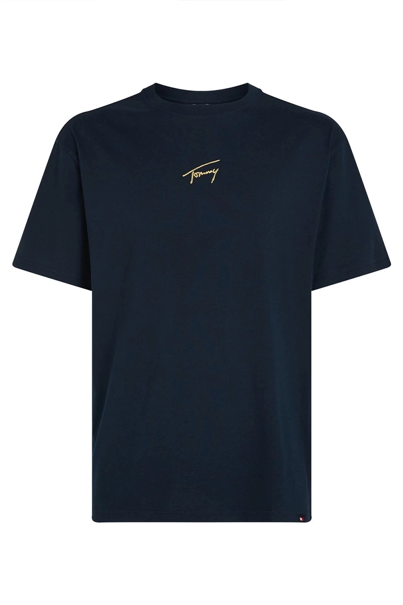 Tommy Hilfiger Erkek İmzalı Tee Lacivert T-Shirt