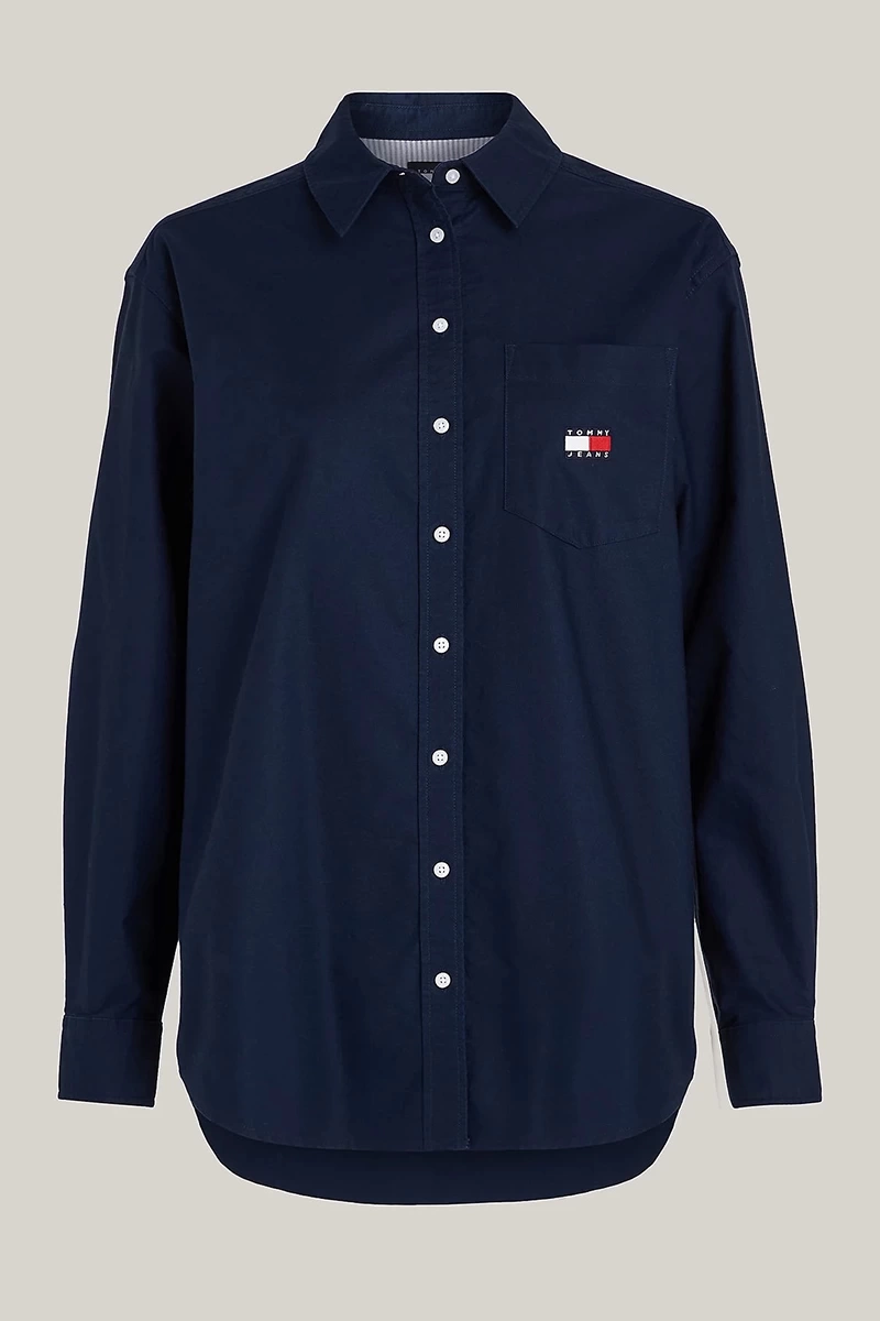 Tommy Hilfiger Kadın Lacivert Logolu Badge Gömlek