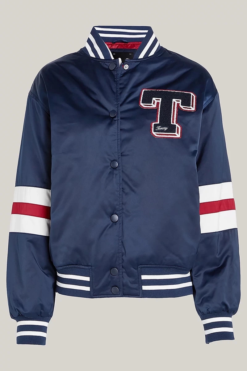 Tommy Hilfiger Kadın Letterman Bomber Lacivert Ceket