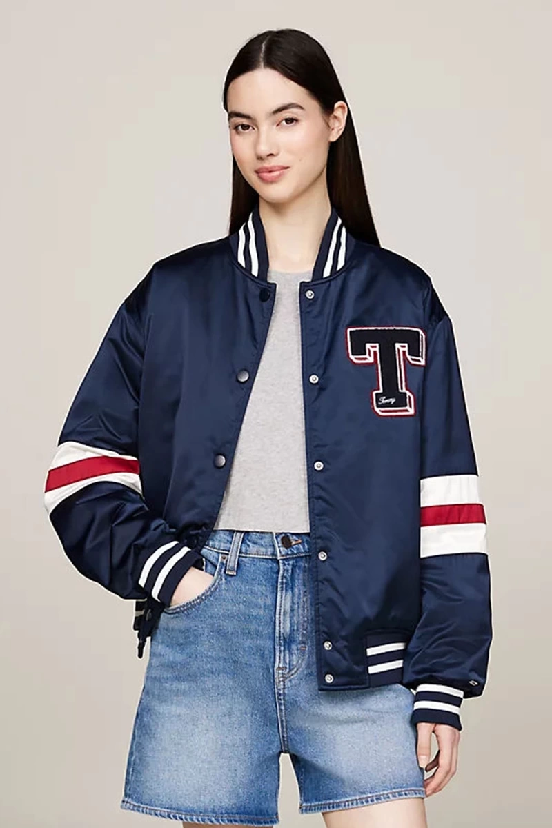 Tommy Hilfiger Kadın Letterman Bomber Lacivert Ceket