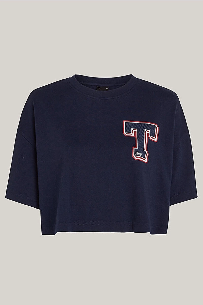 Tommy Hilfiger Kadın Lacivert Crop T-Shirt