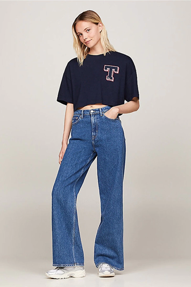 Tommy Hilfiger Kadın Lacivert Crop T-Shirt