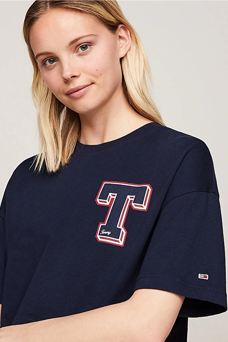 Tommy Hilfiger Kadın Lacivert Crop T-Shirt