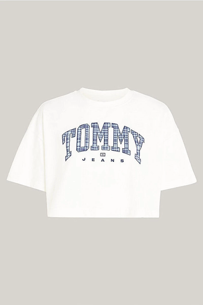 Tommy Hilfiger Kadın Ovs Beyaz Crop T-Shirt