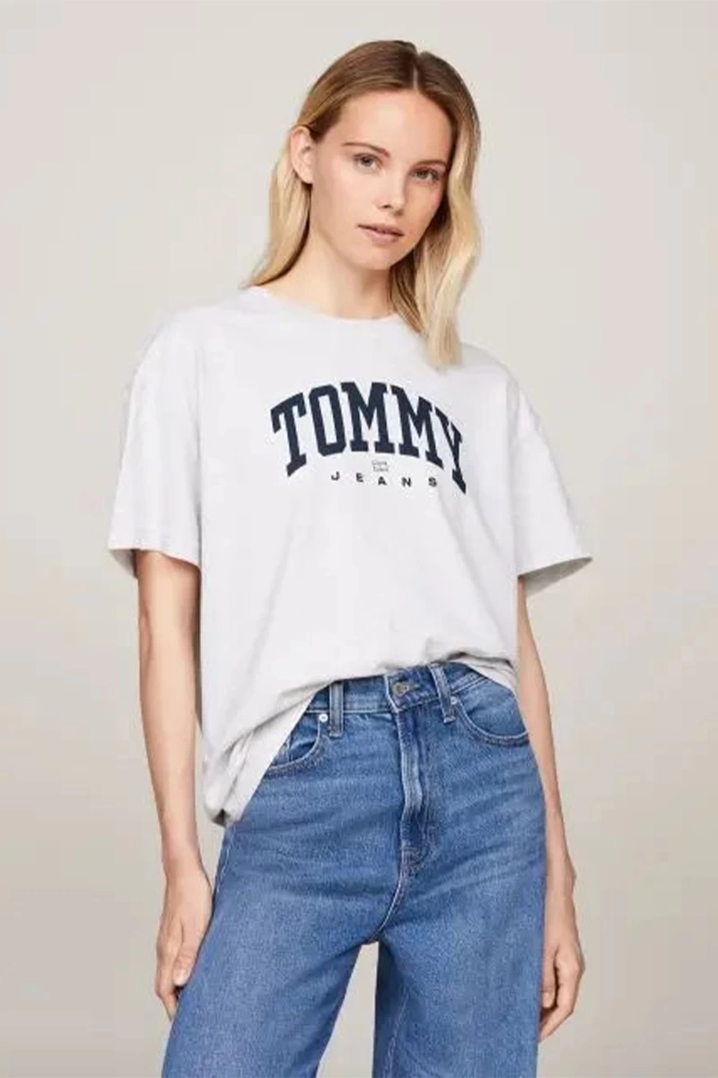 Tommy Hilfiger Kadın Varsity 1 Tee Gri T-Shirt