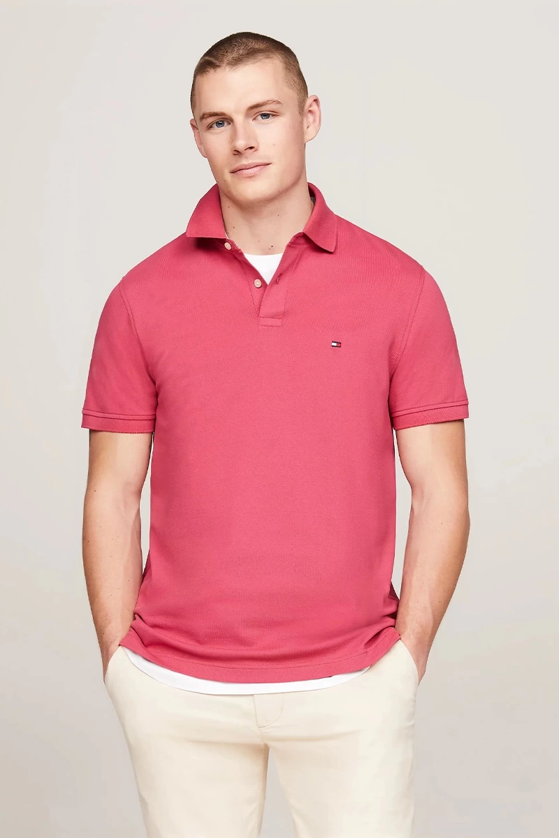 Tommy Hilfiger Erkek  1985 Regular Pembe Polo T-Shirt