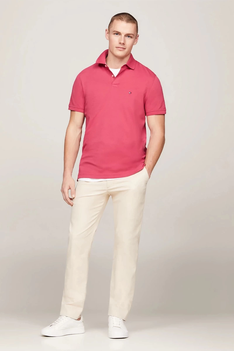 Tommy Hilfiger Erkek  1985 Regular Pembe Polo T-Shirt