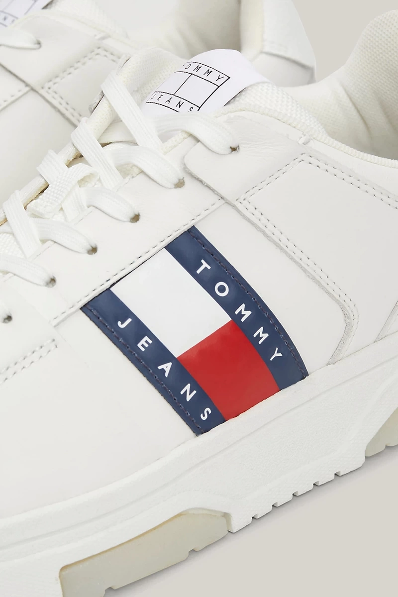 Tommy Hilfiger Erkek Brooklyn Deri Beyaz Logolu Sneaker