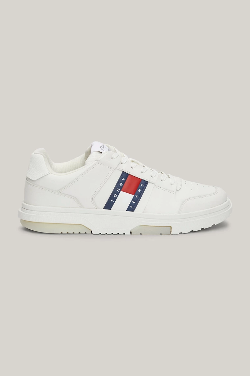 Tommy Hilfiger Erkek Brooklyn Deri Beyaz Logolu Sneaker