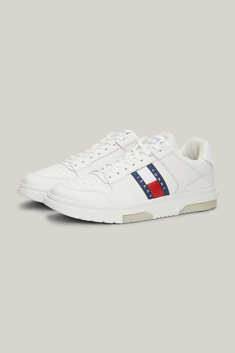 Tommy Hilfiger Erkek Brooklyn Deri Beyaz Logolu Sneaker