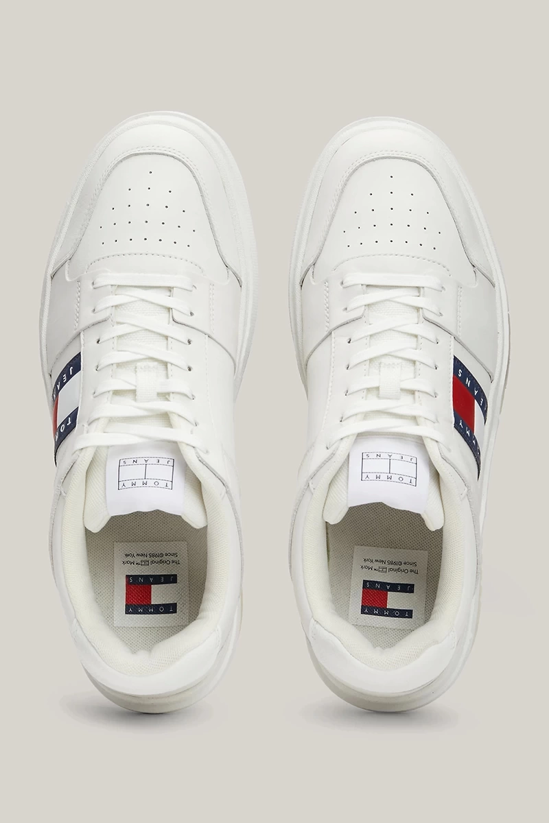 Tommy Hilfiger Erkek Brooklyn Deri Beyaz Logolu Sneaker